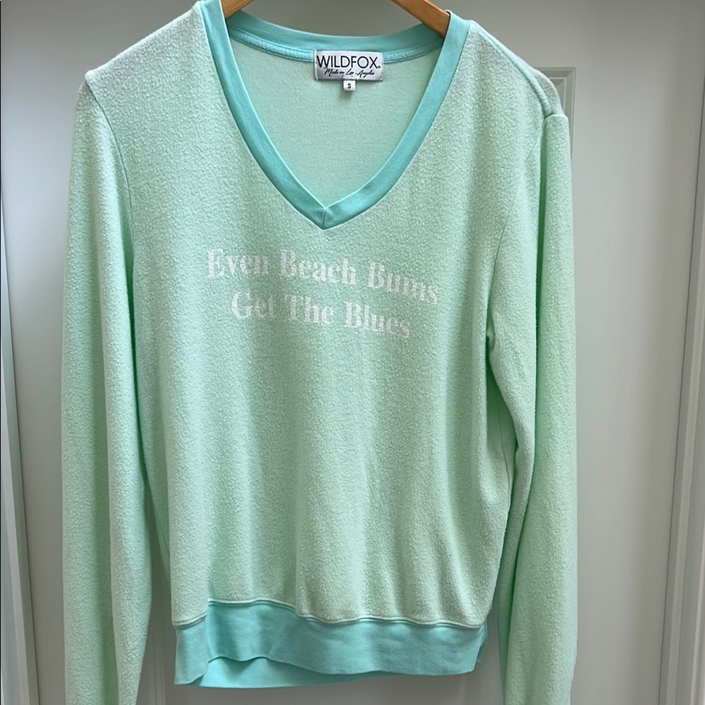 Wildfox Mint Green V-Neck Sweater